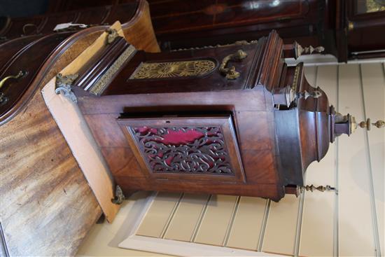 An early 20th century mahogany chiming bracket clock, 33in.